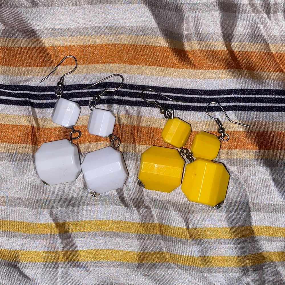 Yellow and White earrings